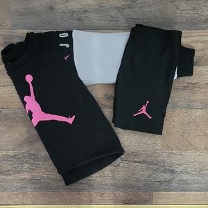 Jordan Kids' Black Joggers with Pink Logo